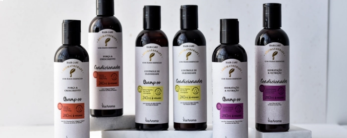 conjunto de produtos de aromaterapia para cabelos