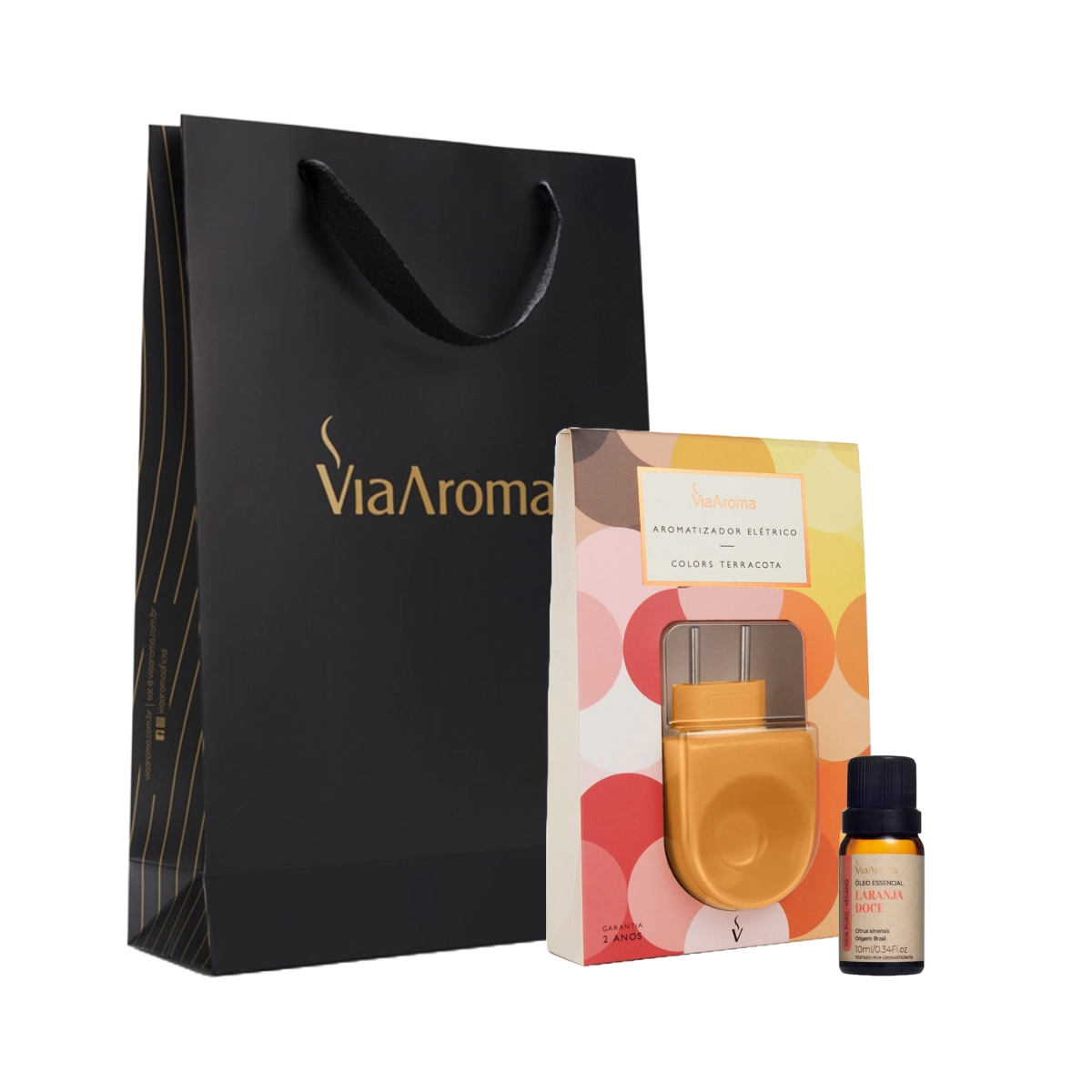Kit Aromatizador Colors + Óleo Essencial Laranja Doce Via Aroma 