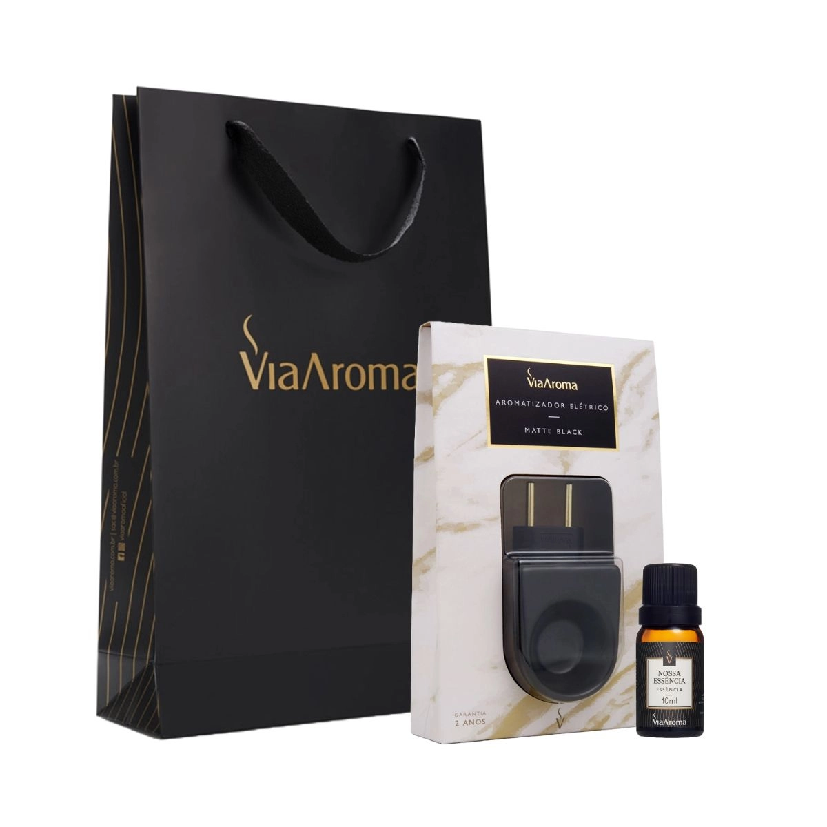 Kit Aromatizador Elétrico Matte Black mais Essência Via Aroma 