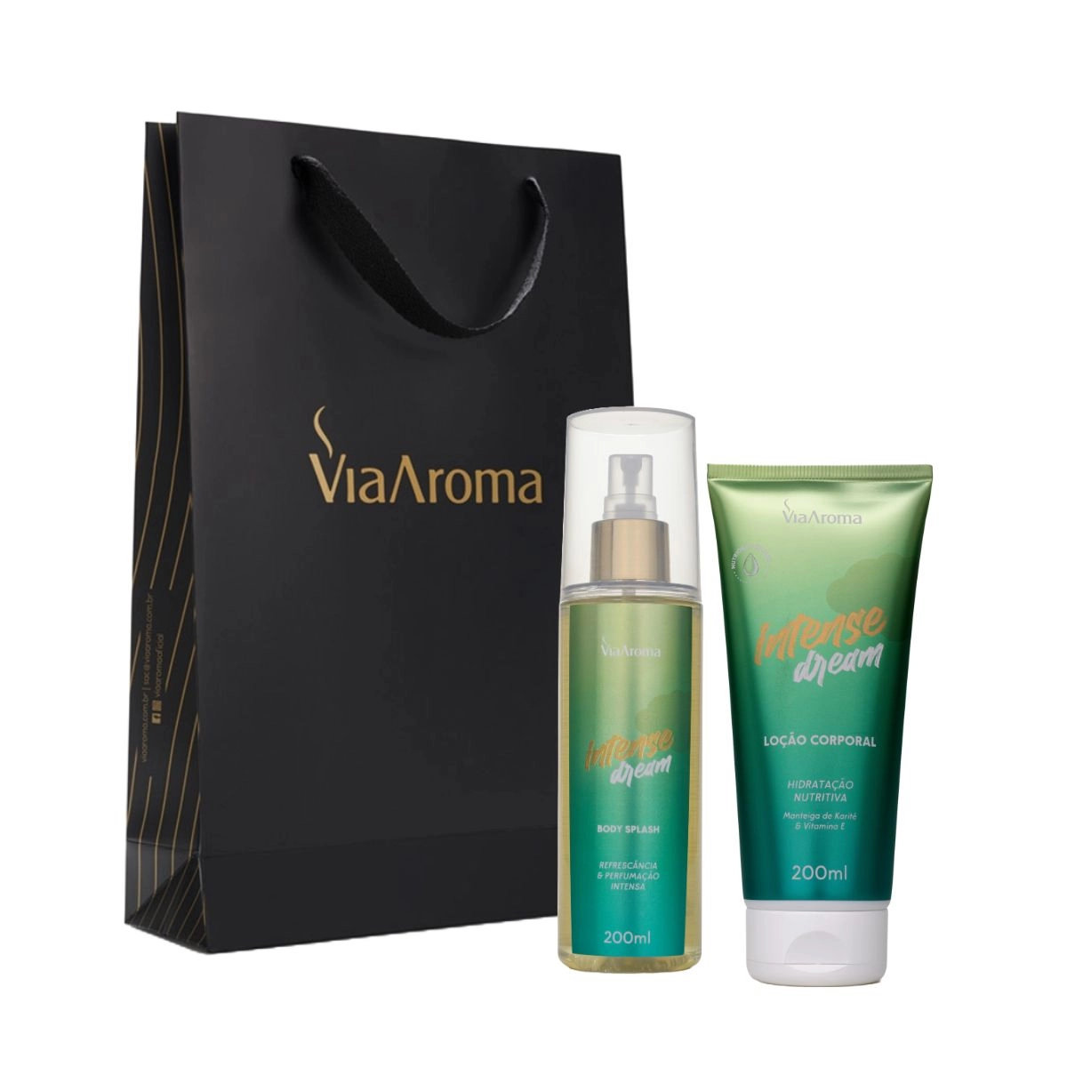 Kit Intense Dream Via Aroma: Body Splash 200ml + Loção Corporal Desodorante 200ml