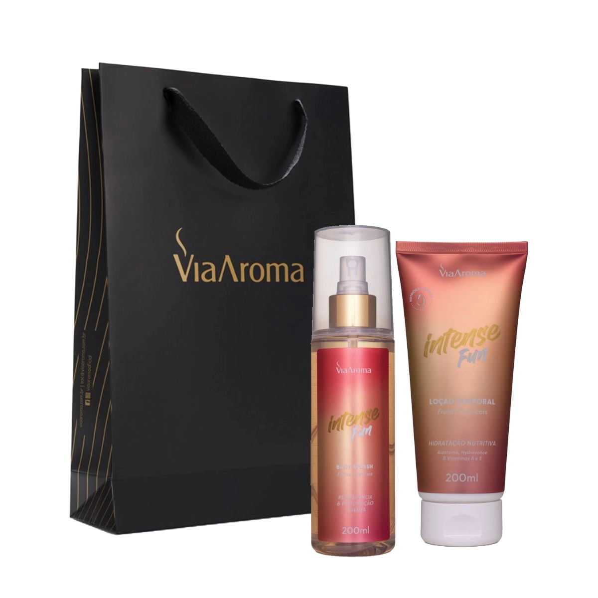 Kit Intense Fun Via Aroma: Body Splash 200ml + Loção Corporal Desodorante 200ml