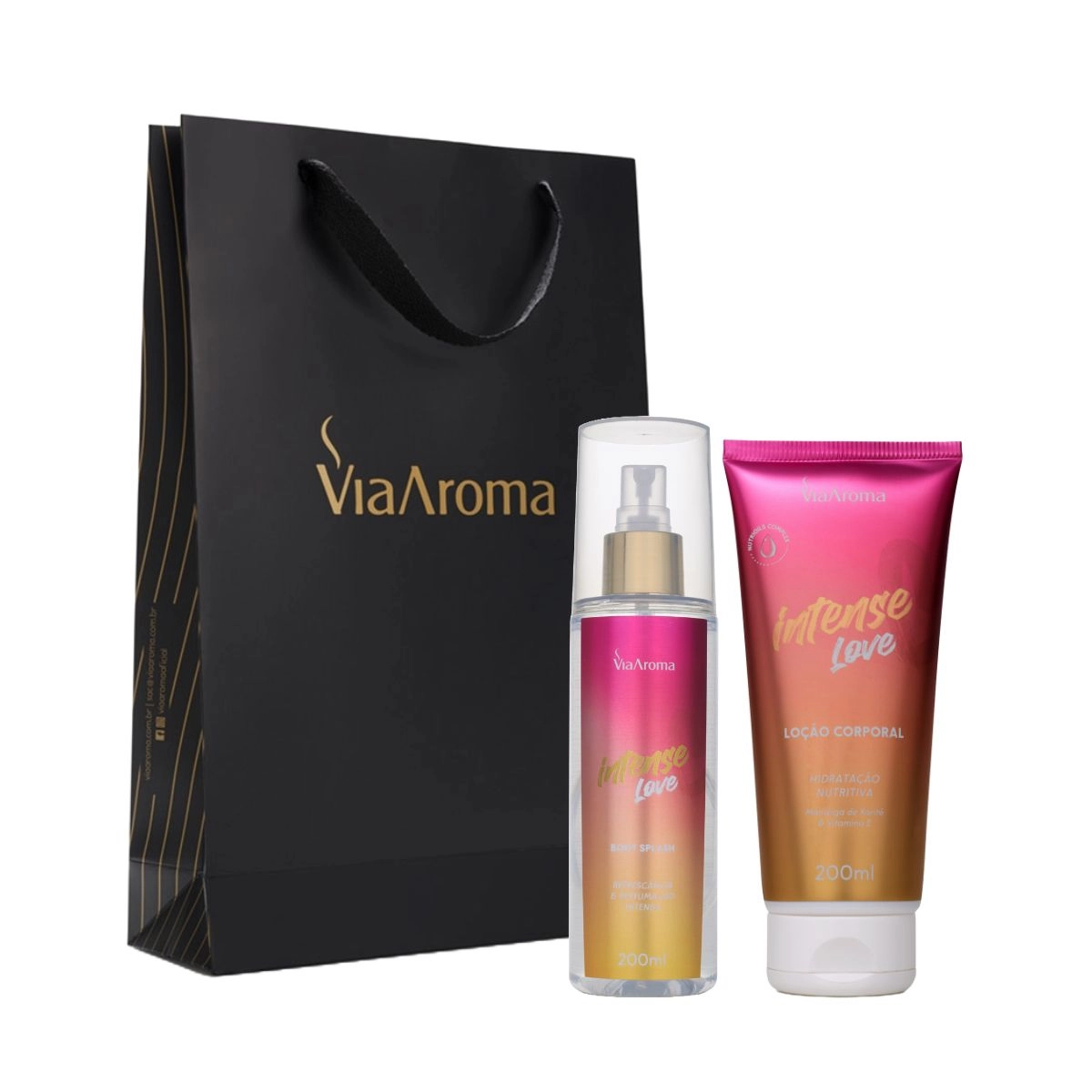 Kit Intense Love Via Aroma: Body Splash 200ml + Loção Corporal Desodorante 200ml