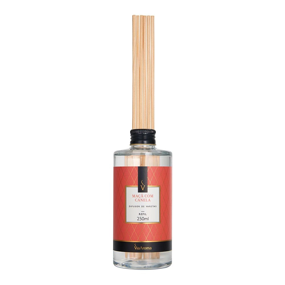 Refil Difusor de Varetas Maçã com Canela Via Aroma - 250ml