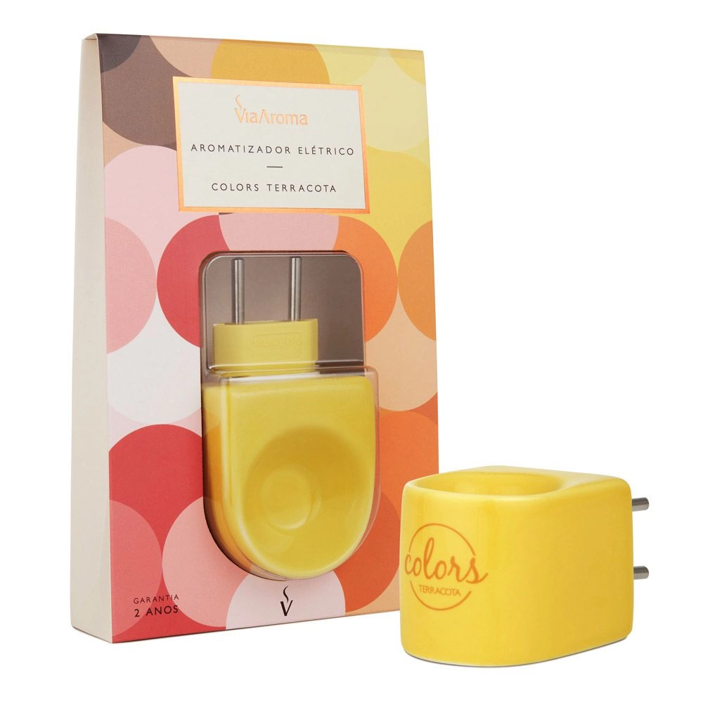 Difusor Aromatizador ElÃ©trico Bivolt Colors Terracota Via Aroma - Amarelo