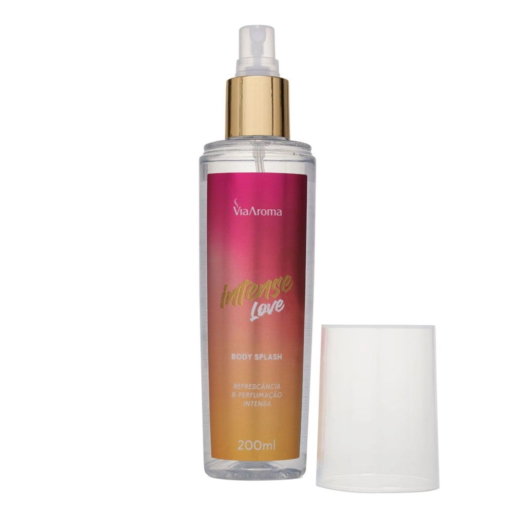 Body Splash Desodorante Intense Love Via Aroma - 200ml sem tampa