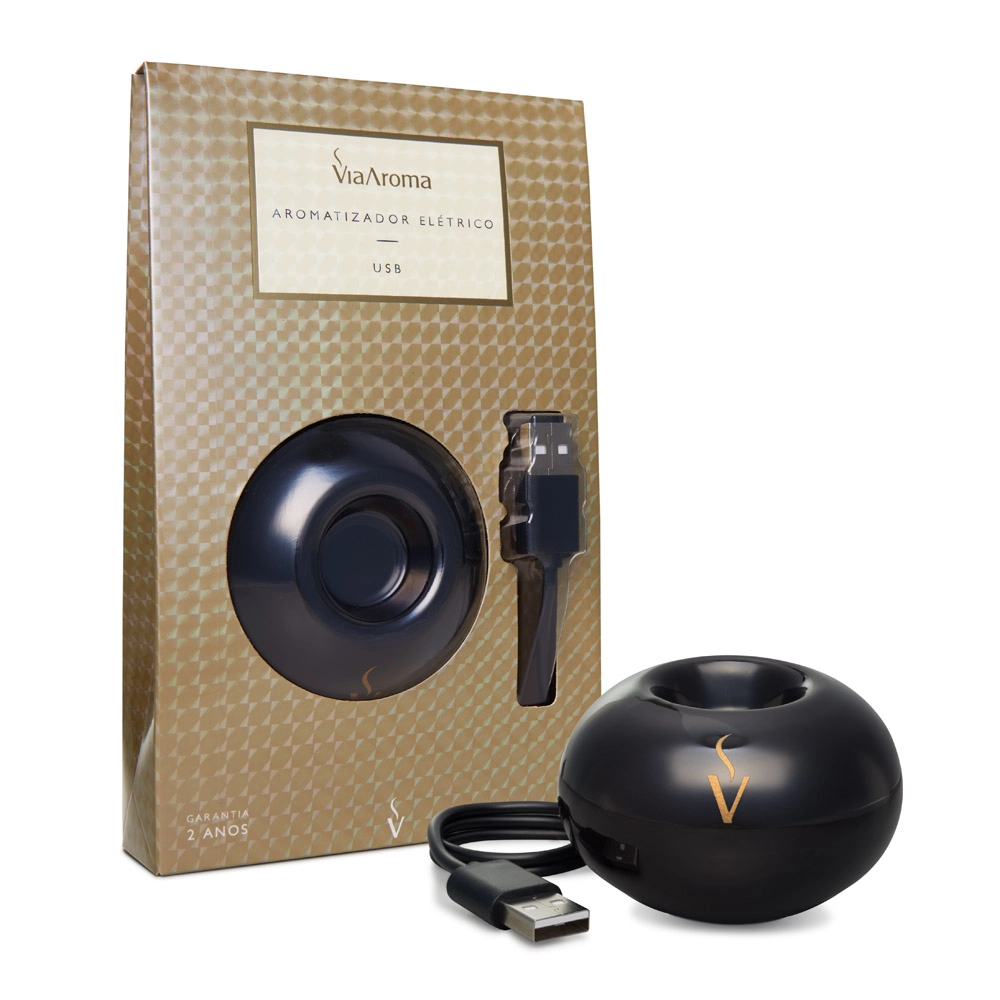 Difusor Aromatizador Elétrico USB Preto Via Aroma 