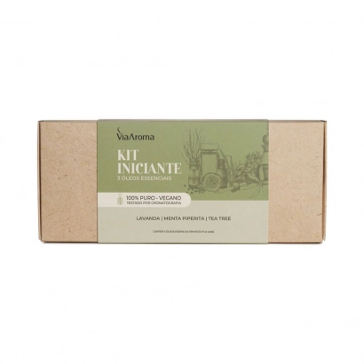 Produto Kit 3 Óleos Essenciais Iniciante Via Aroma - Lavanda, Menta Piperita e Tea Tree