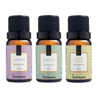 Produto Kit 3 Essências Via Aroma - Bamboo, Capim Limão, Lavanda