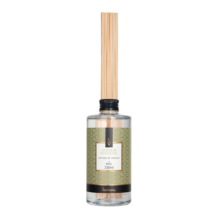 Refil Difusor de Varetas Alecrim Silvestre Via Aroma - 250ml Produto Refil Difusor de Varetas Alecrim Silvestre Via Aroma - 250ml