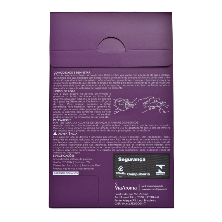 Produto Difusor Aromatizador Elétrico Bivolt Standard Click Black - Via Aroma