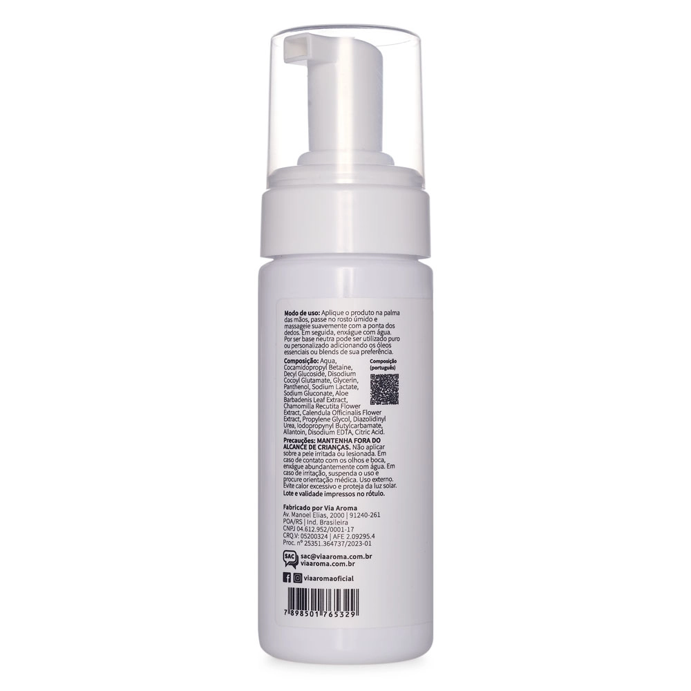 Espuma Facial Neutra Basic Via Aroma – 150ml Produto Espuma Facial Neutra Basic Via Aroma – 150ml