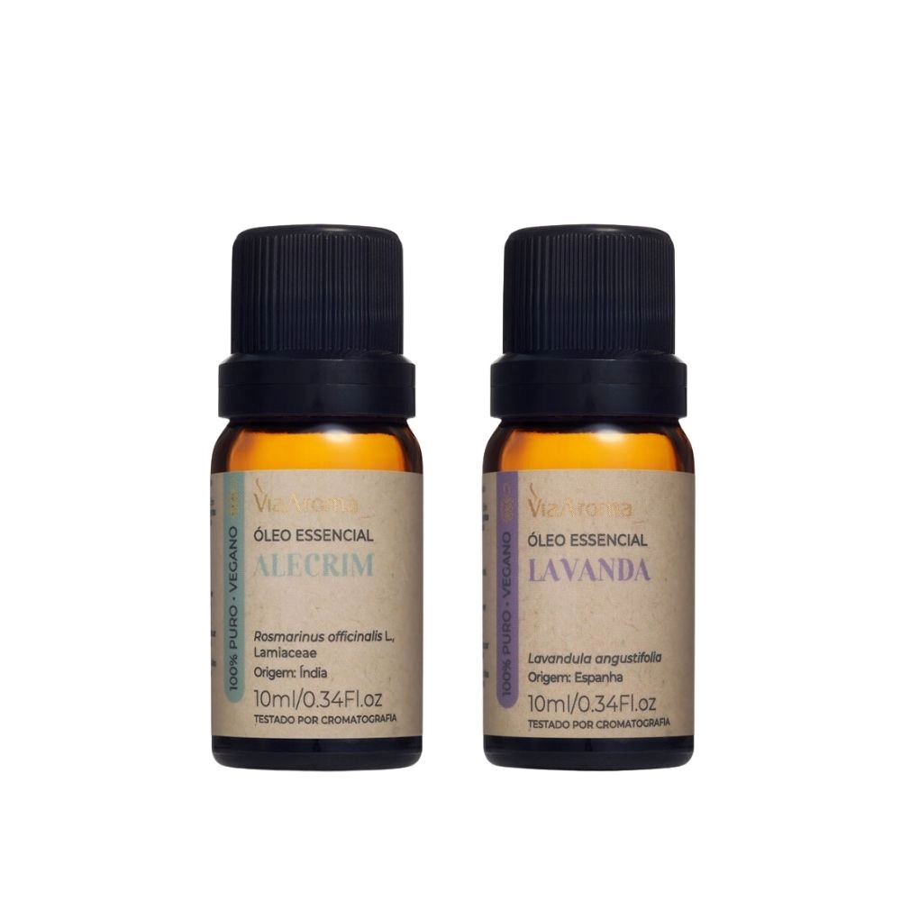 Produto Kit 2 Óleos Essenciais Via Aroma - Alecrim e Lavanda