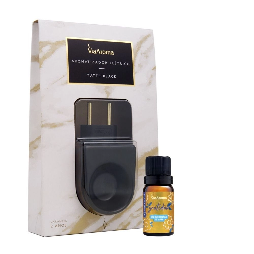 Produto Kit Aromatizador Elétrico Matte Black mais Essência Via Aroma - Gratidão