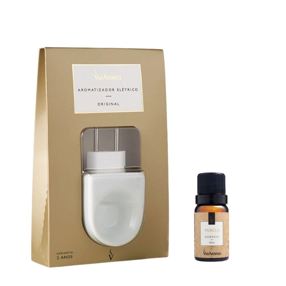 Produto Kit Aromatizador Elétrico Original mais 1 Essência Via Aroma - Vanilla