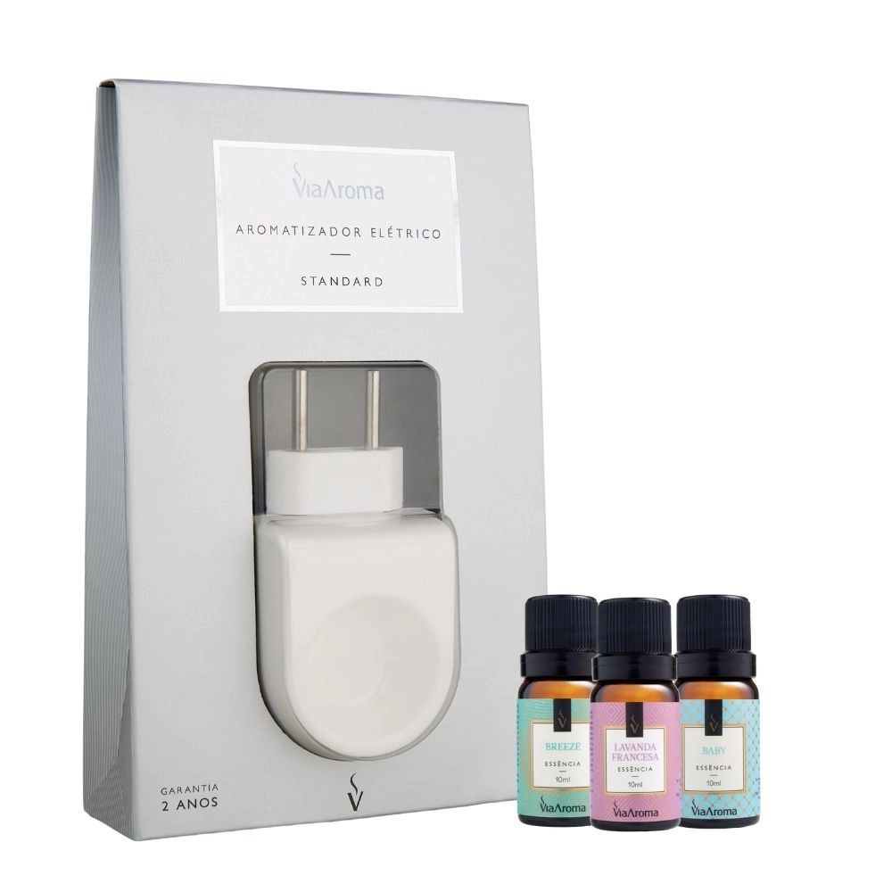 Produto Kit Aromatizador Standard mais 3 Essências Via Aroma - Breeze, Lavanda Francesa e Baby