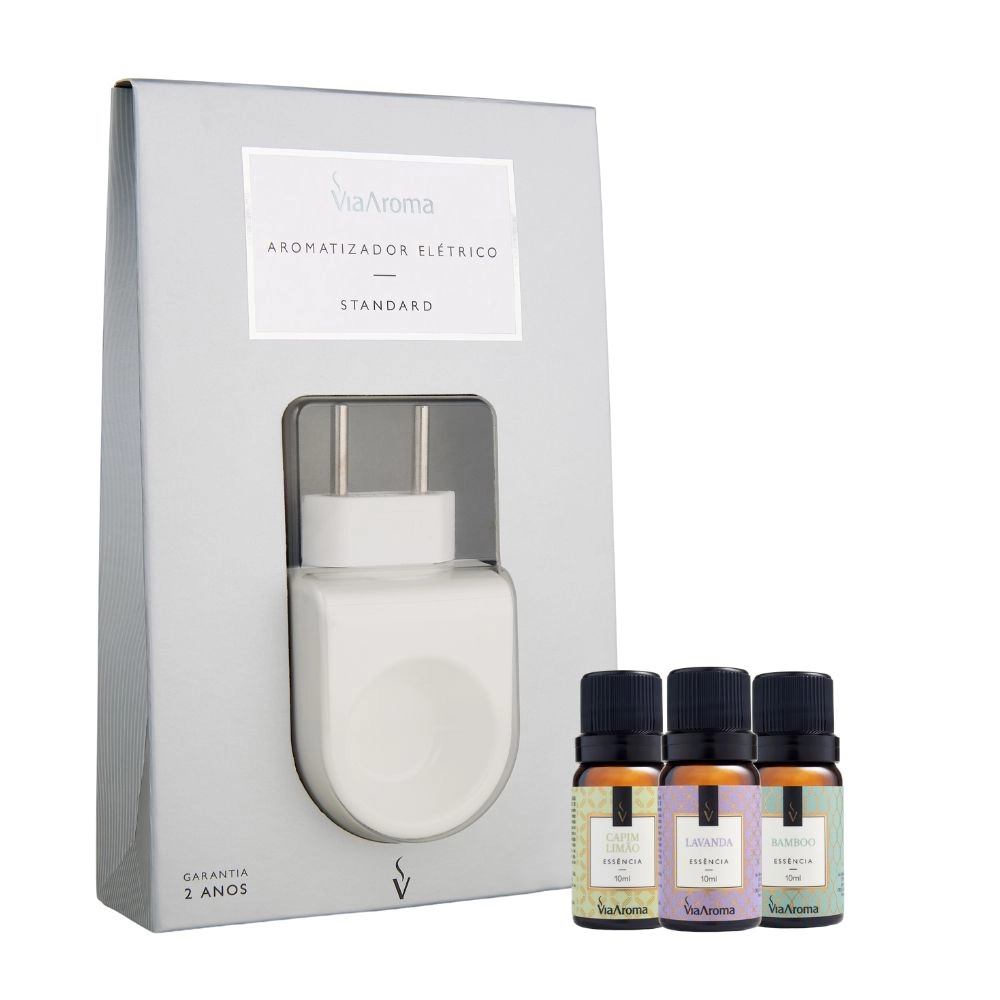 Produto Kit Aromatizador Standard mais 3 Essências Via Aroma - Bamboo, Lavanda e Capim Limão