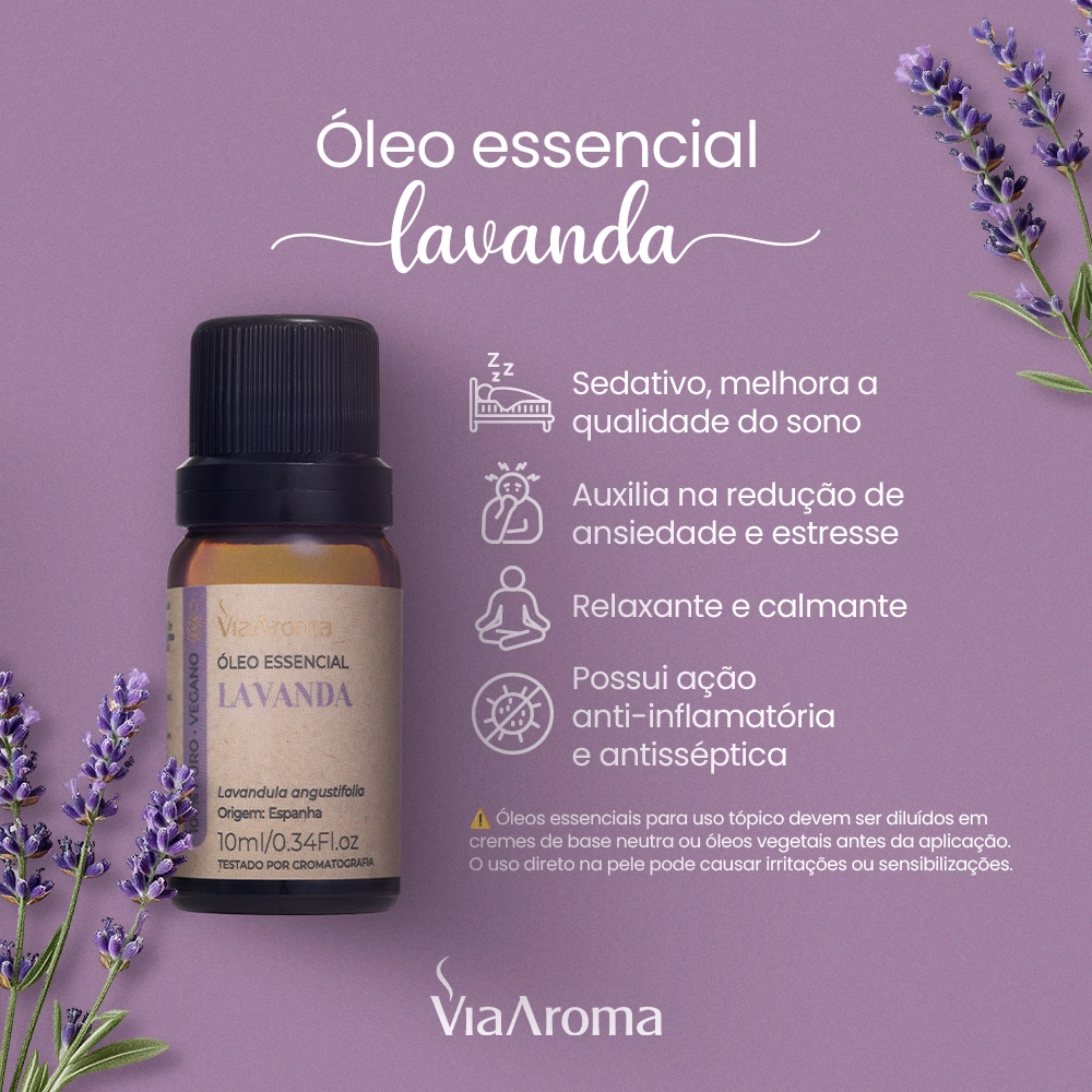 Óleo Essencial de Lavanda Via Aroma - 10ml Produto Óleo Essencial de Lavanda Via Aroma - 10ml