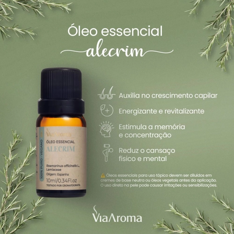 Produto Óleo Essencial Alecrim Espanha Via Aroma - 10ml