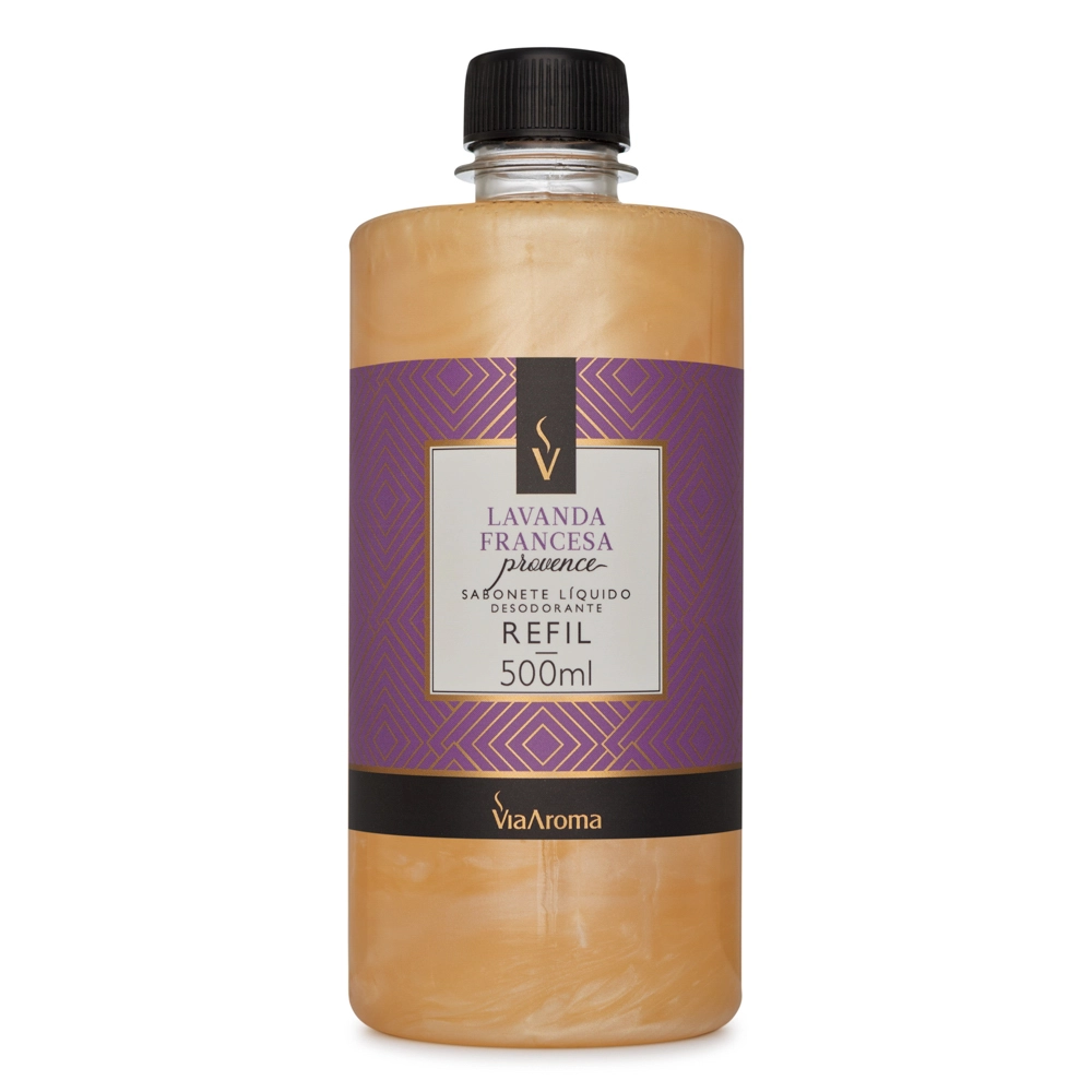 Produto Refil Sabonete Líquido Desodorante Lavanda Francesa Via Aroma - 500ml Frente