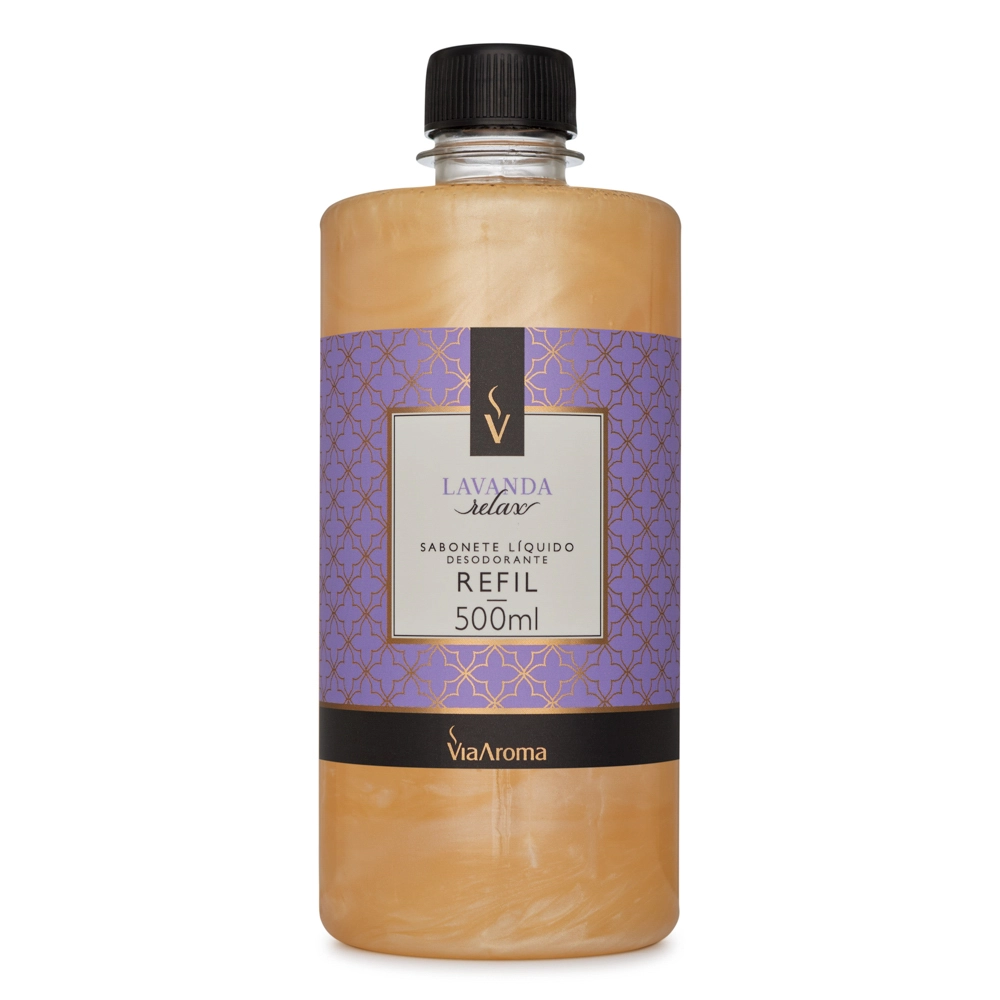 Produto Refil Sabonete Líquido Desodorante Lavanda Via Aroma - 500ml Frente