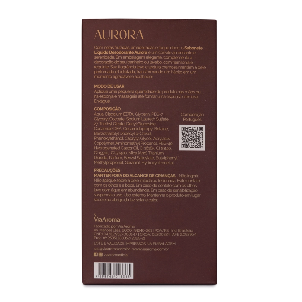 Sabonete Líquido Desodorante Aurora Via Aroma - 200ml Produto Sabonete Líquido Desodorante Aurora Via Aroma - 200ml