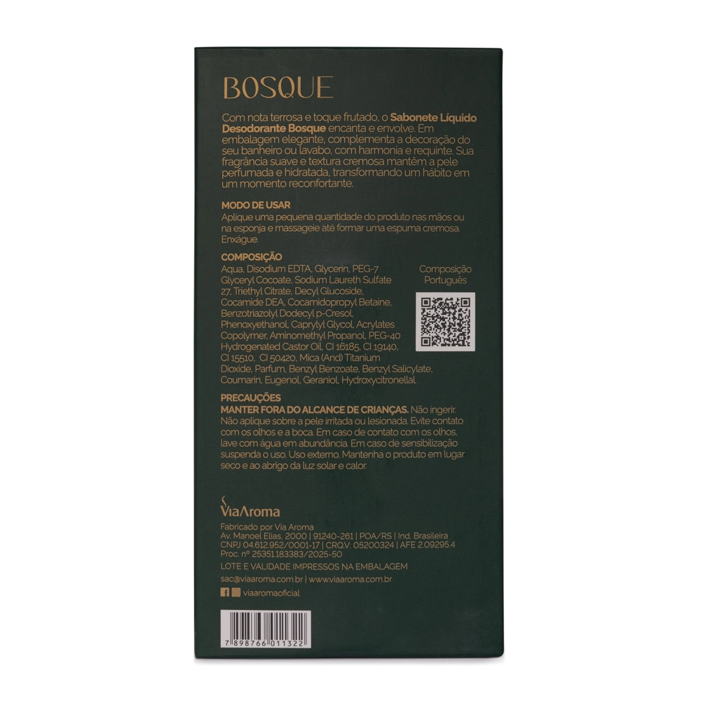 Sabonete Líquido Desodorante Bosque Via Aroma - 200ml Produto Sabonete Líquido Desodorante Bosque Via Aroma - 200ml