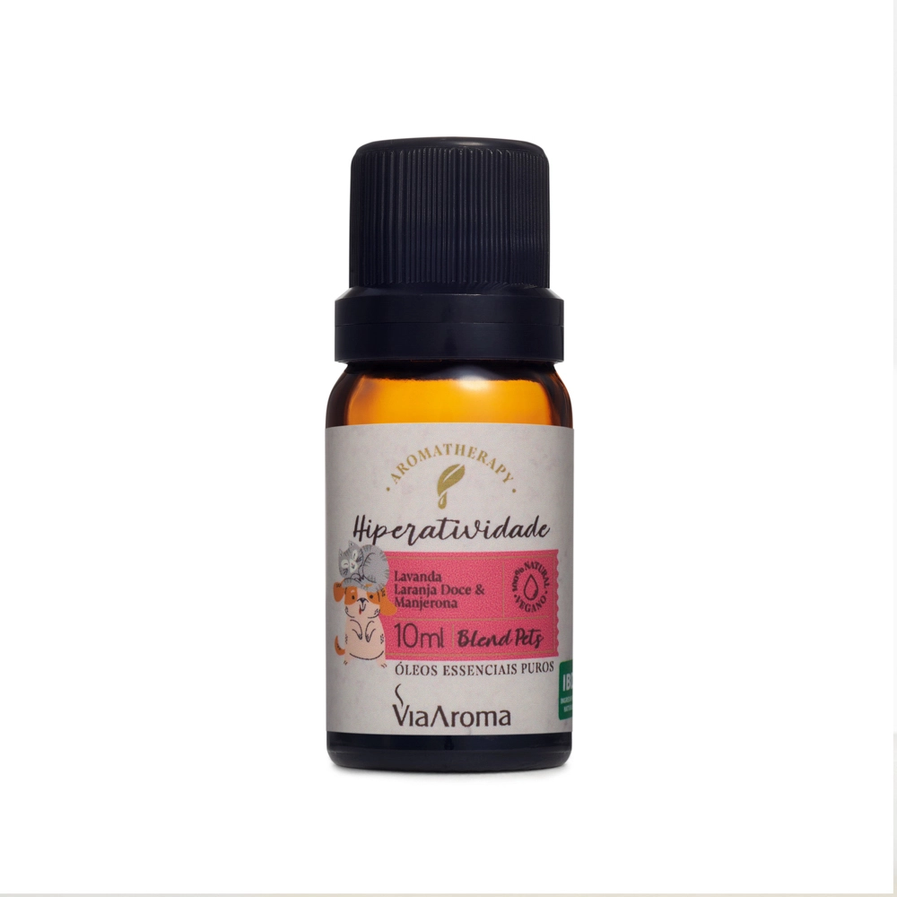 Blend de Óleos Essenciais Pets Hiperatividade Via Aroma - 10ml Frente 