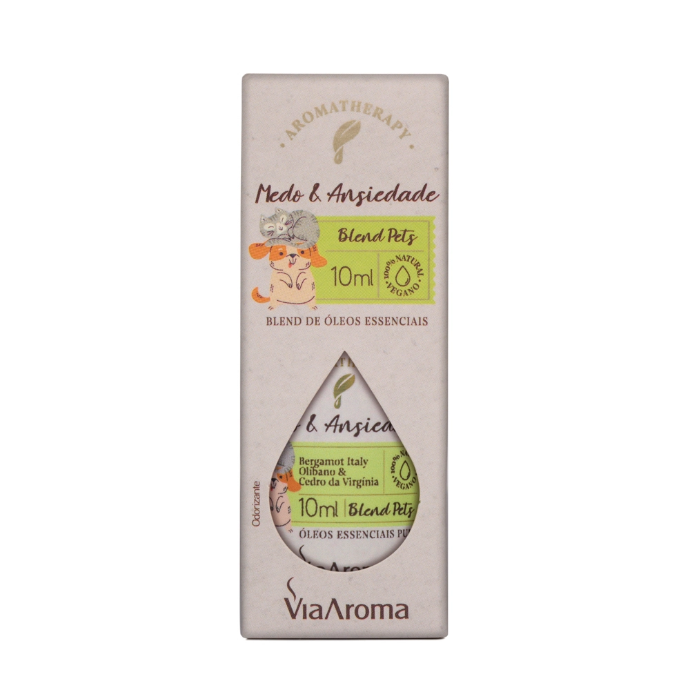 Blend de Ãleos Essenciais Pets Medo e Ansiedade Via Aroma - 10ml embalagem Blend de Ãleos Essenciais Pets Medo e Ansiedade Via Aroma - 10ml embalagem