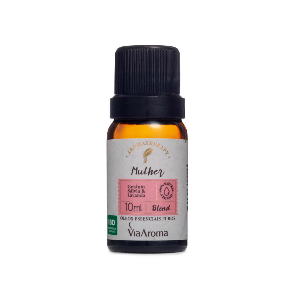 Blend de Ãleos Essenciais Mulher Via Aroma - 10ml Frente Blend de Ãleos Essenciais Mulher Via Aroma - 10ml Frente