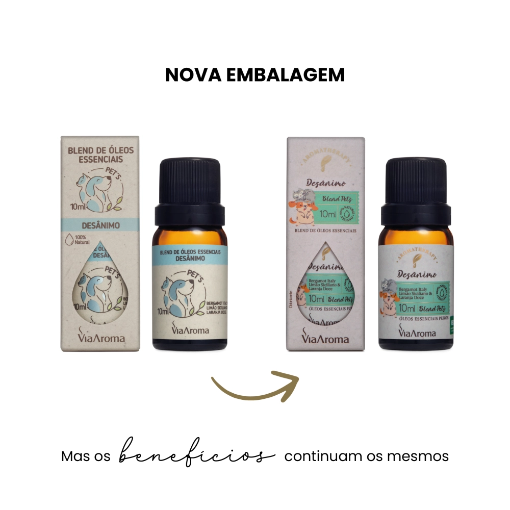 Blend de Ãleos Essenciais Pets Desânimo Via Aroma - 10ml Blend de Ãleos Essenciais Pets Desânimo Via Aroma - 10ml