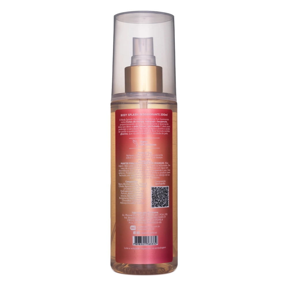 Body Splash Desodorante Intense Fun Via Aroma - 200ml Traseira 