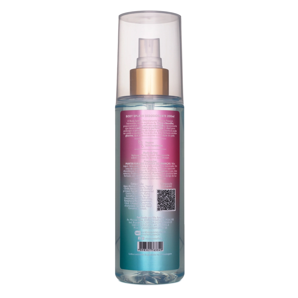  Body Splash Desodorante Intense Passion Via Aroma - 200ml Traseira