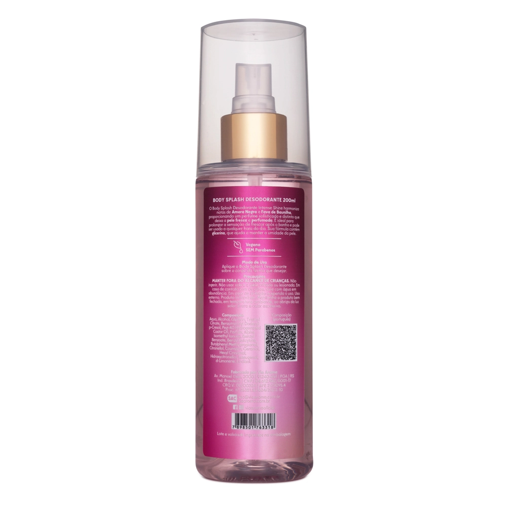  Body Splash Desodorante Intense Shine Via Aroma - 200ml Traseira 