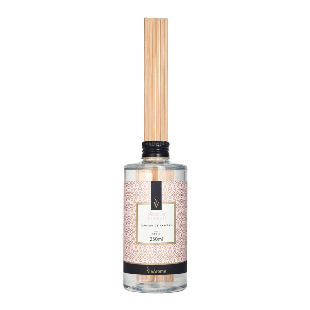 Refil Difusor de Varetas Jasmim Branco Via Aroma - 250ml