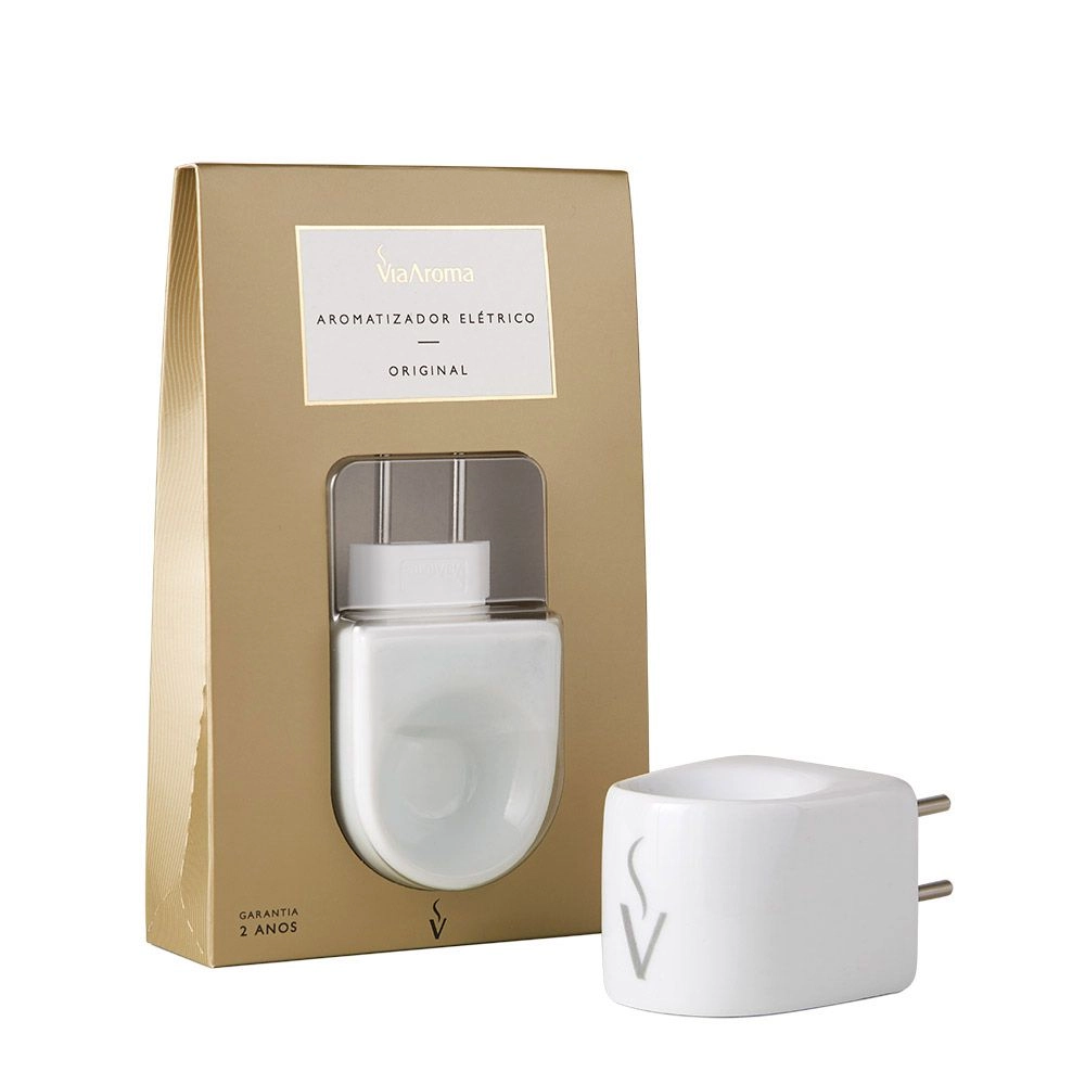 Difusor Aromatizador Elétrico de Porcelana Bivolt Original - Via Aroma Embalagem