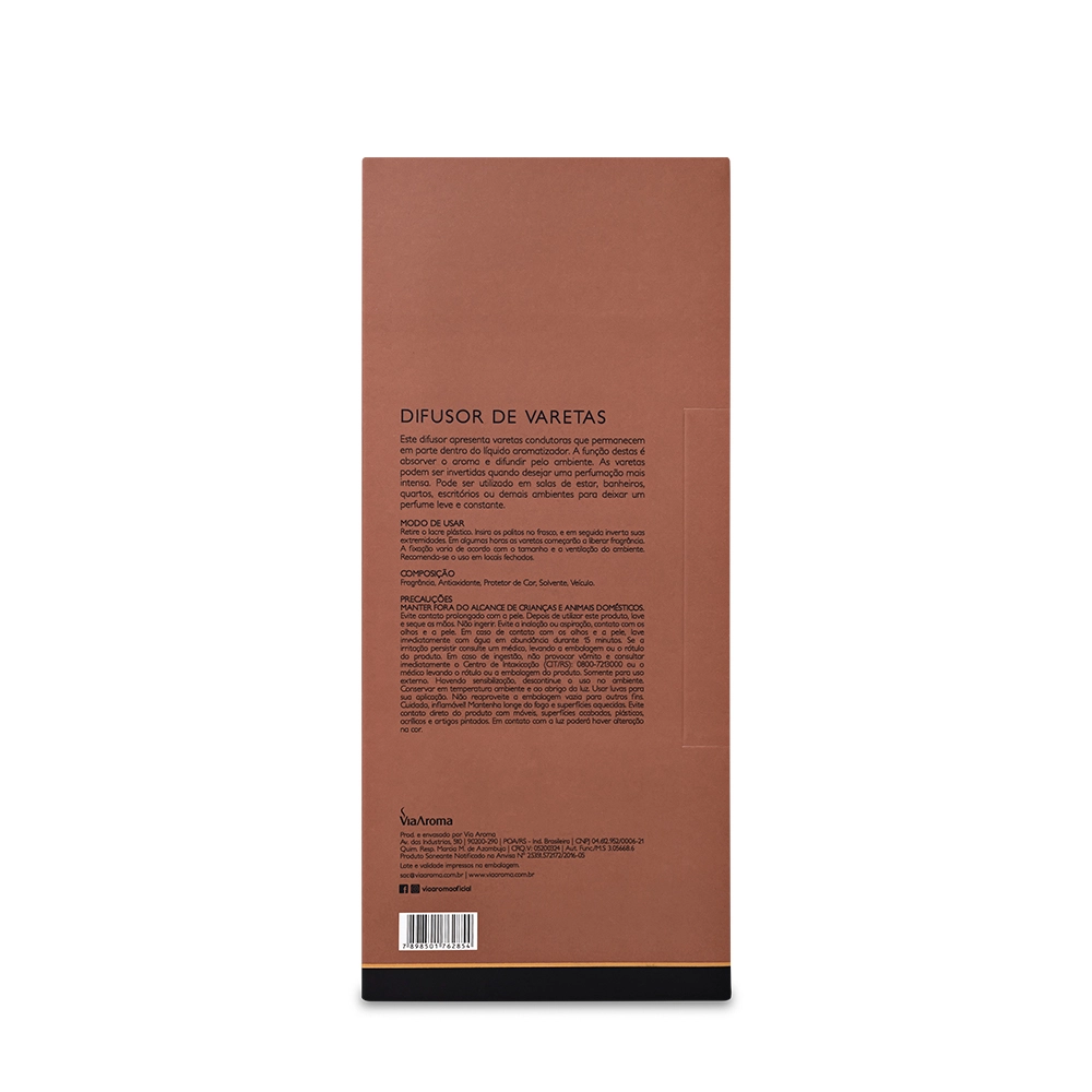 Difusor de Varetas Black Vanilla Via Aroma - 200ml