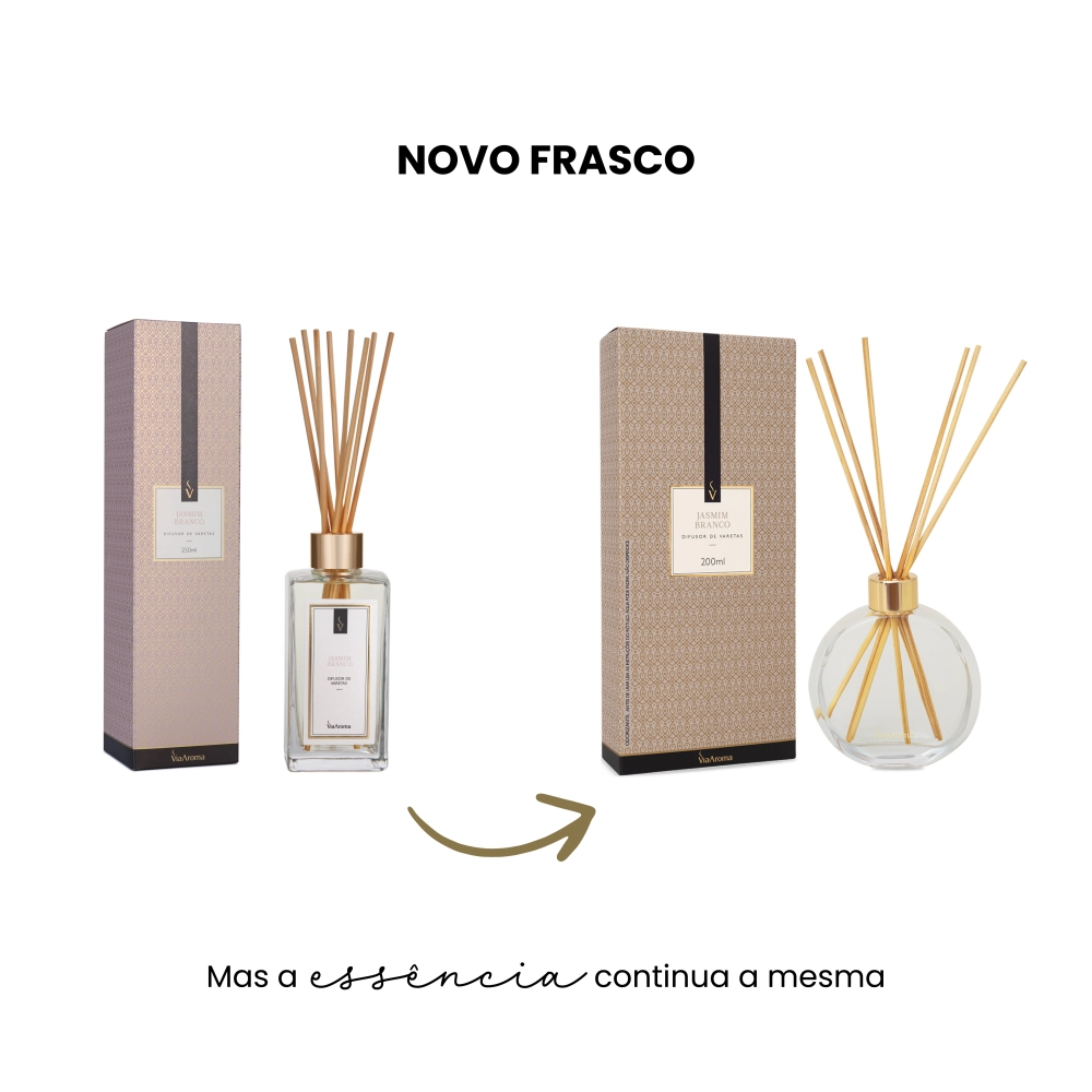 Difusor de Varetas Jasmim Branco Via Aroma - 200ml