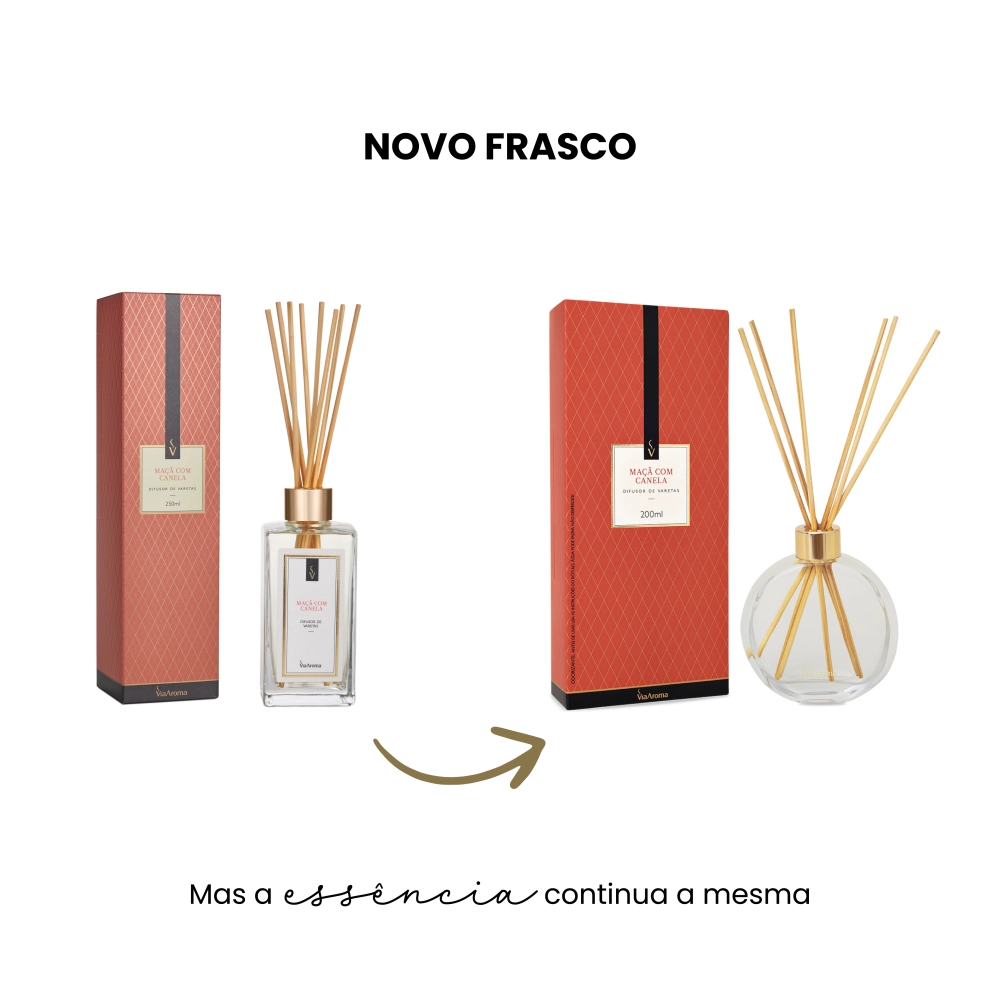 Difusor de Varetas Maçã com Canela Via Aroma - 200ml