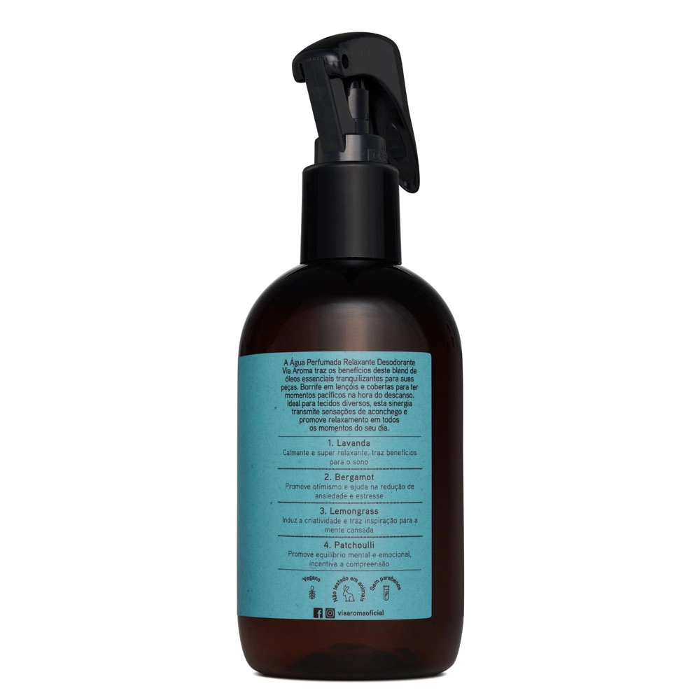 Água Perfumada Aromatherapy Relaxante Via Aroma - rótulo lateral