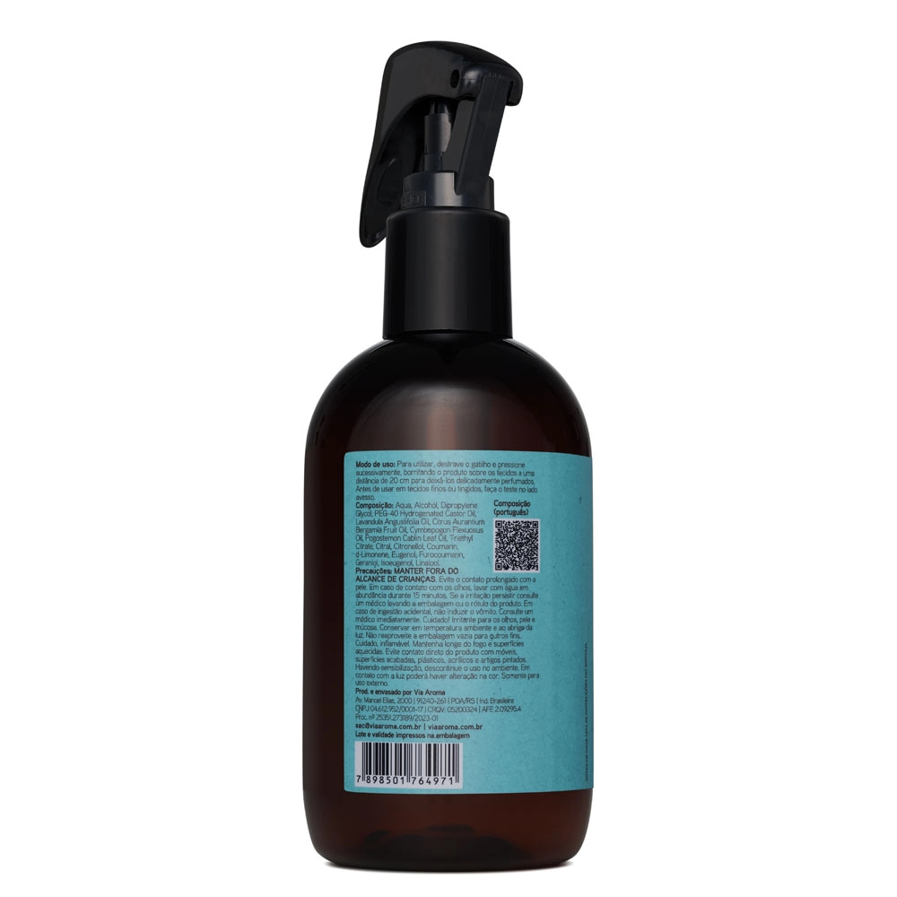 Água Perfumada Aromatherapy Relaxante Via Aroma - rótulo verso