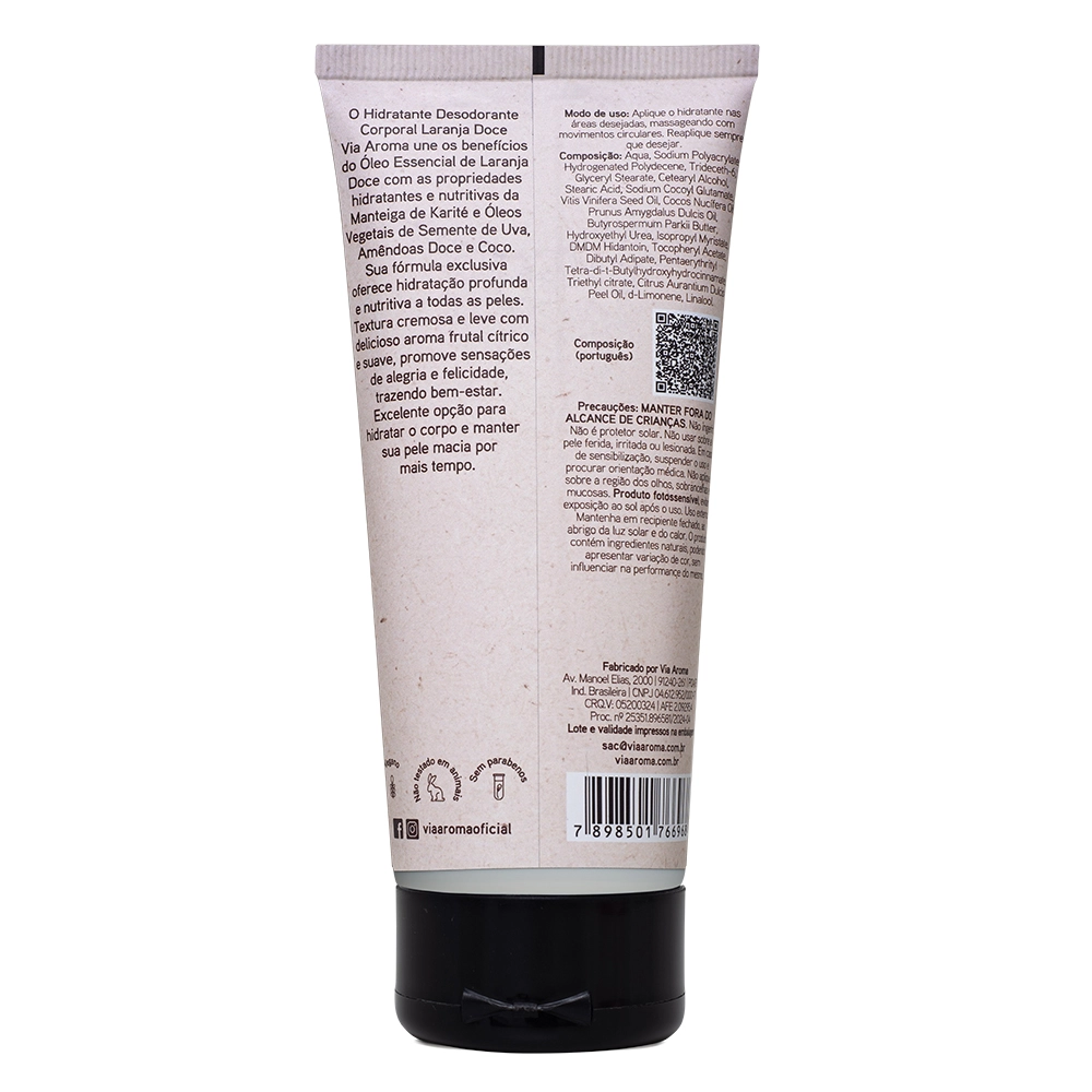 Hidratante Corporal Laranja Doce Aromatherapy Via Aroma 