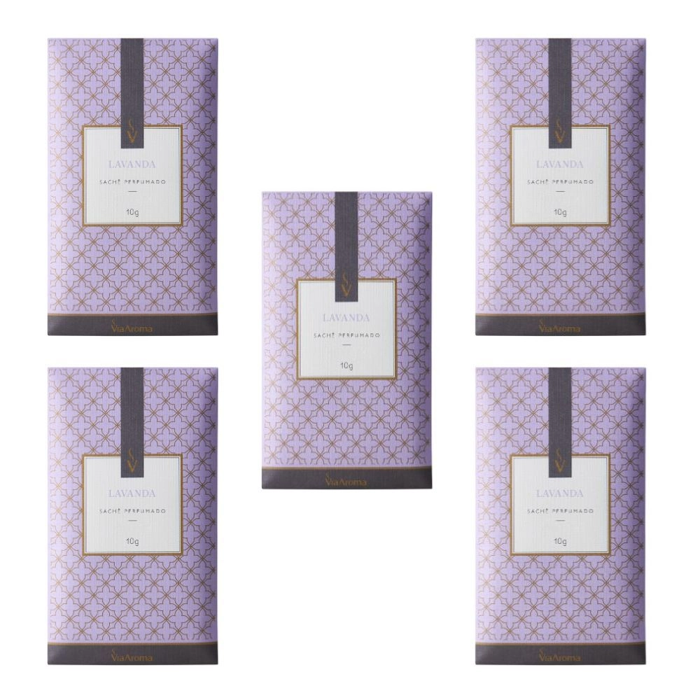 Kit 5 Sachê Perfumado Lavanda Via Aroma - 10g
