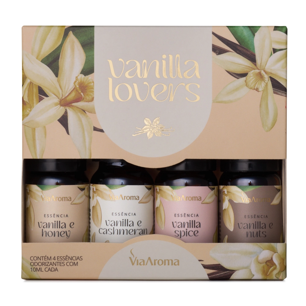 Kit Vanilla Lovers Via Aroma - 4 Essências Emabalagem