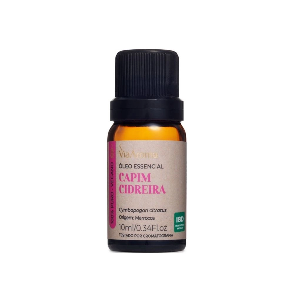 Óleo Essencial Capim Cidreira Via Aroma - 10ml Frente