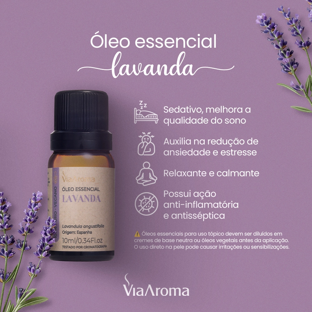 Óleo Essencial Lavanda Via Aroma Benefícios