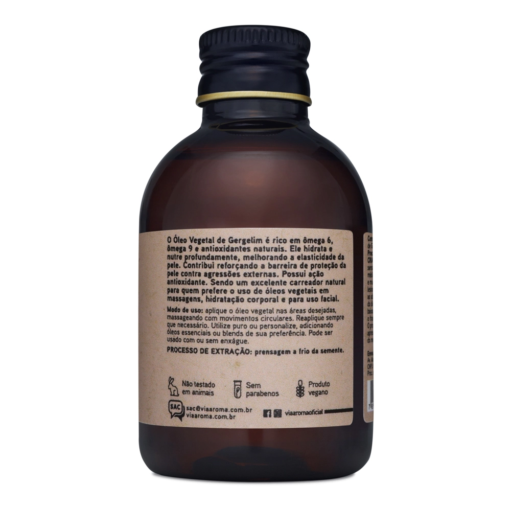 Óleo Vegetal de Gergelim Via Aroma - 120 ml Descrição