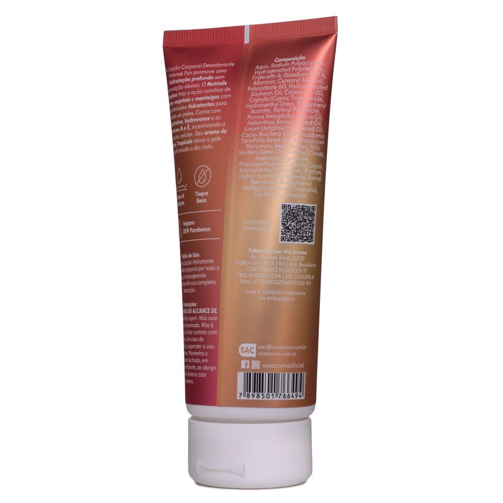 Loção Corporal Desodorante Intense Fun Via Aroma - 200ml lateral esquerda