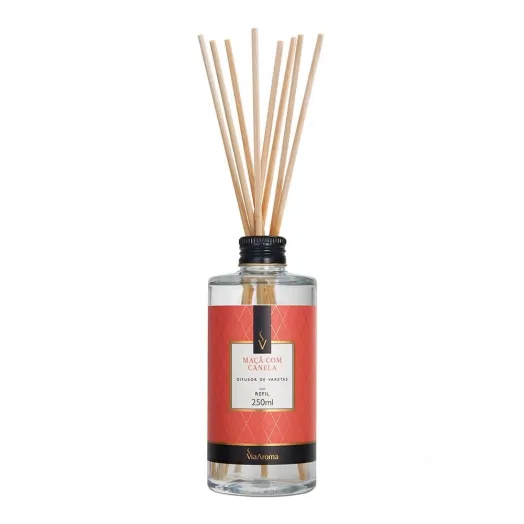 Refil Difusor de Varetas Maçã com Canela Via Aroma - 250ml Produto Refil Difusor de Varetas Maçã com Canela Via Aroma - 250ml