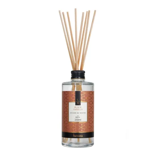 Refil Difusor de Varetas Black Vanilla Via Aroma - 250ml Produto Refil Difusor de Varetas Black Vanilla Via Aroma - 250ml