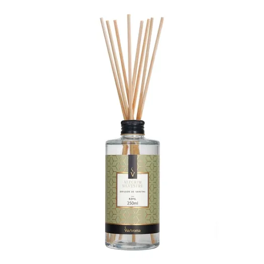 Refil Difusor de Varetas Alecrim Silvestre Via Aroma - 250ml Produto Refil Difusor de Varetas Alecrim Silvestre Via Aroma - 250ml